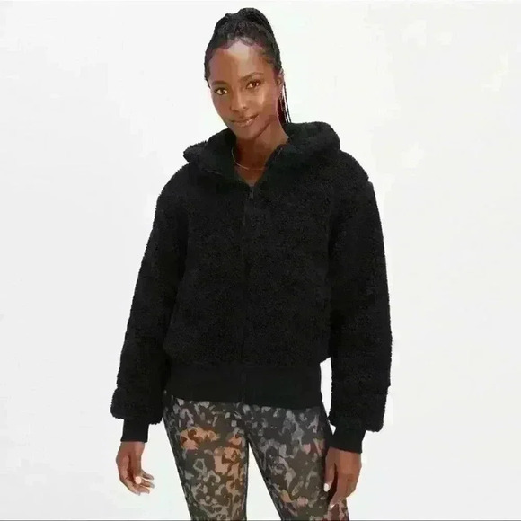 Fabletics Black Sherpa Summit Teddy Jacket oversized bomber full-zip - XL - Picture 8 of 8